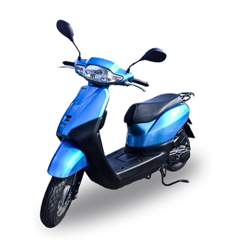 ホンダの50ccのスクーター、タクトの写真です。色は青色です。